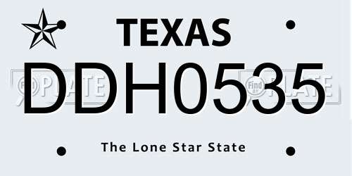 DDH0535 Texas License Plate
