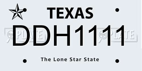 DDH1111 Texas License Plate