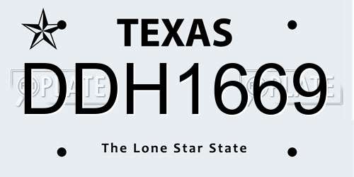 DDH1669 Texas License Plate