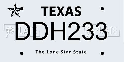 DDH233 Texas License Plate