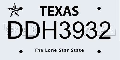 DDH3932 Texas License Plate