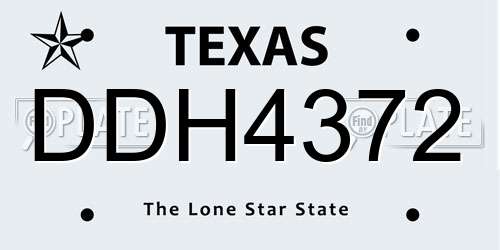DDH4372 Texas License Plate