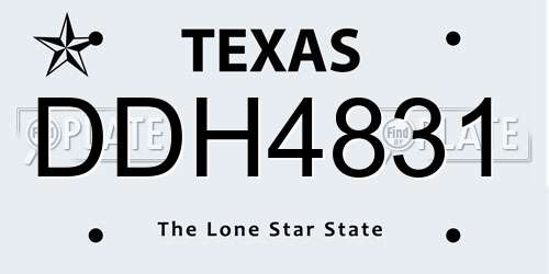 DDH4831 Texas License Plate