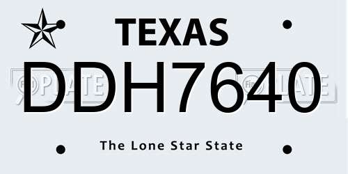 DDH7640 Texas License Plate