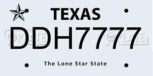 DDH7777 Texas License Plate