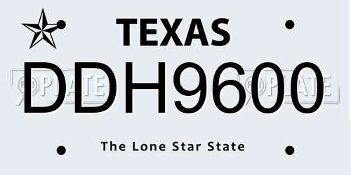 DDH9600 Texas License Plate