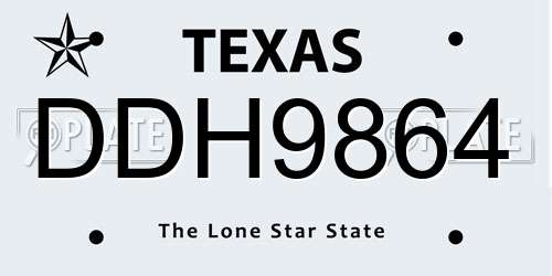 DDH9864 Texas License Plate