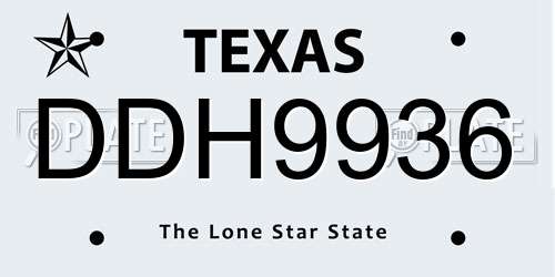 DDH9936 Texas License Plate