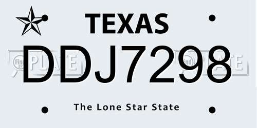 DDJ7298 Texas License Plate