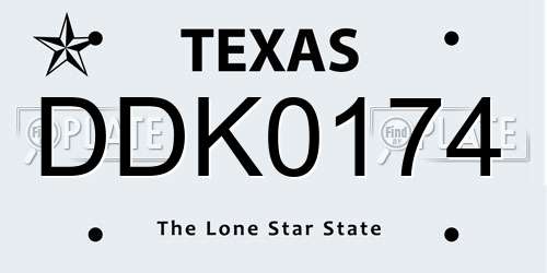 DDK0174 Texas License Plate