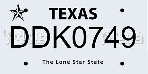 DDK0749 Texas License Plate