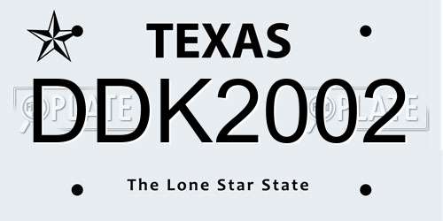 DDK2002 Texas License Plate