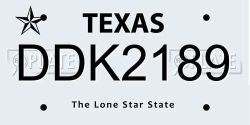 DDK2189 Texas License Plate