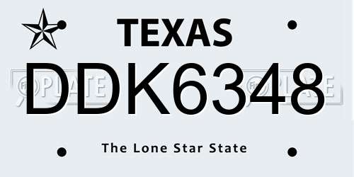 DDK6348 Texas License Plate