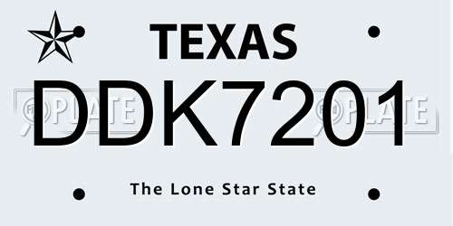 DDK7201 Texas License Plate