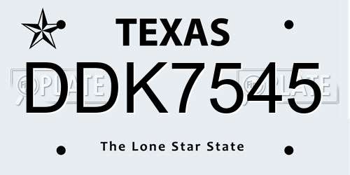 DDK7545 Texas License Plate