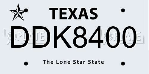 DDK8400 Texas License Plate