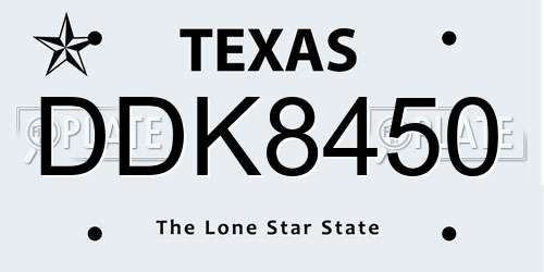 DDK8450 Texas License Plate