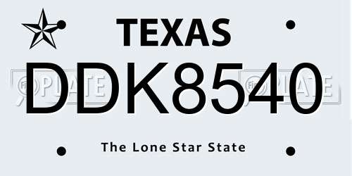 DDK8540 Texas License Plate