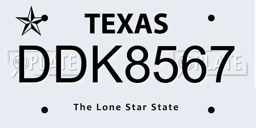 DDK8567 Texas License Plate