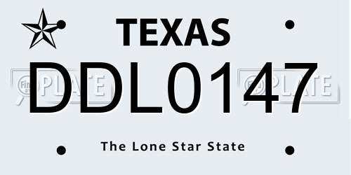 DDL0147 Texas License Plate