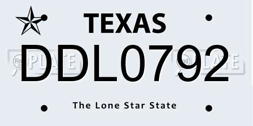 DDL0792 Texas License Plate