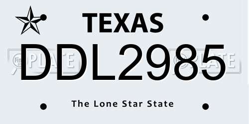 DDL2985 Texas License Plate