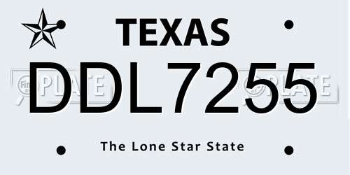 DDL7255 Texas License Plate