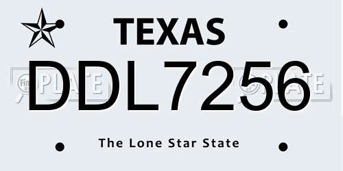 DDL7256 Texas License Plate