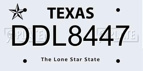 DDL8447 Texas License Plate