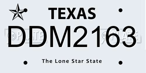 DDM2163 Texas License Plate