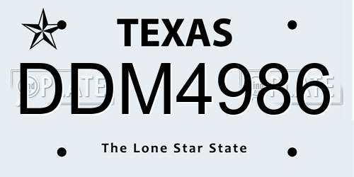 DDM4986 Texas License Plate