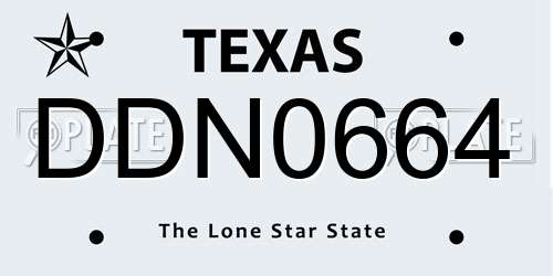 DDN0664 Texas License Plate