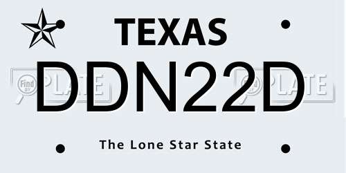 DDN22D Texas License Plate