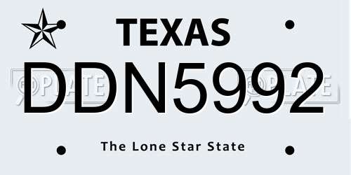 DDN5992 Texas License Plate
