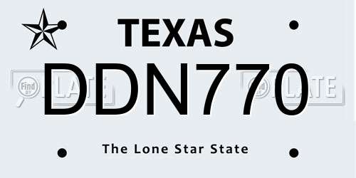 DDN770 Texas License Plate
