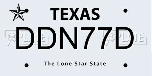 DDN77D Texas License Plate
