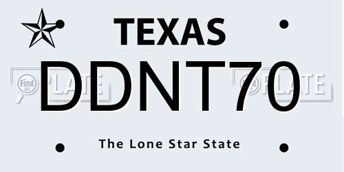 DDNT70 Texas License Plate