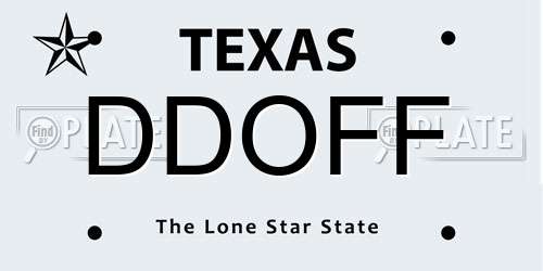 DDOFF Texas License Plate