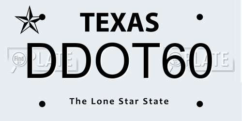 DDOT60 Texas License Plate