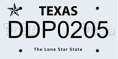 DDP0205 Texas License Plate