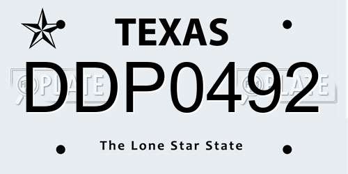 DDP0492 Texas License Plate