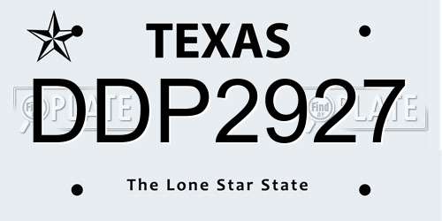 DDP2927 Texas License Plate