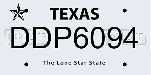 DDP6094 Texas License Plate