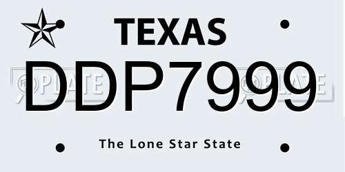 DDP7999 Texas License Plate