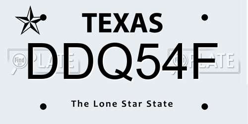 DDQ54F Texas License Plate