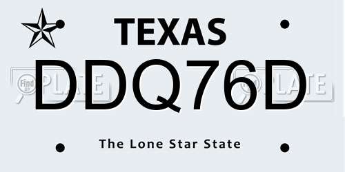 DDQ76D Texas License Plate