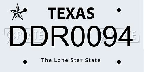 DDR0094 Texas License Plate