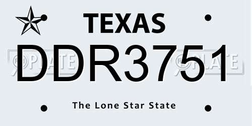 DDR3751 Texas License Plate
