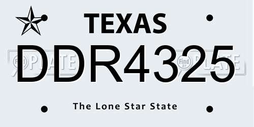 DDR4325 Texas License Plate